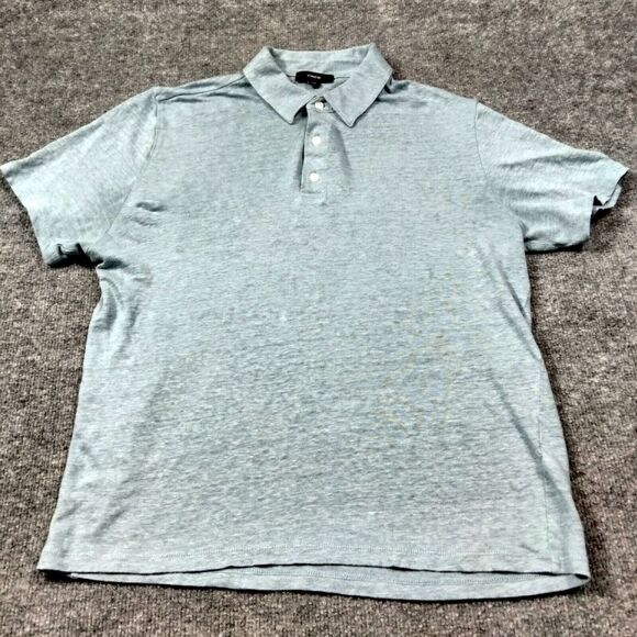 Vince Other - Vince Mens Polo Shirt L Light Blue 100% Linen Short Sleeve Lightweight